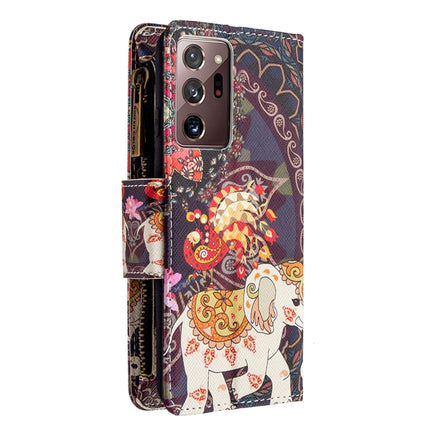 For Samsung Galaxy Note20 Ultra 5G Colored Drawing Pattern Zipper Horizontal Flip Leather Case with Holder & Card Slots & Wallet(Flower Elephants)-garmade.com