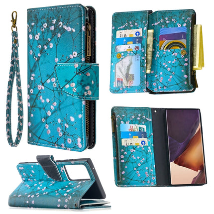 For Samsung Galaxy Note20 Ultra 5G Colored Drawing Pattern Zipper Horizontal Flip Leather Case with Holder & Card Slots & Wallet(Plum Blossom)-garmade.com