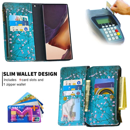 For Samsung Galaxy Note20 Ultra 5G Colored Drawing Pattern Zipper Horizontal Flip Leather Case with Holder & Card Slots & Wallet(Plum Blossom)-garmade.com