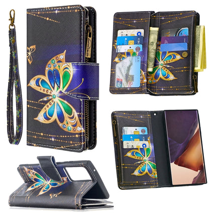For Samsung Galaxy Note20 Ultra 5G Colored Drawing Pattern Zipper Horizontal Flip Leather Case with Holder & Card Slots & Wallet(Big Butterfly)-garmade.com