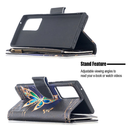 For Samsung Galaxy Note20 Ultra 5G Colored Drawing Pattern Zipper Horizontal Flip Leather Case with Holder & Card Slots & Wallet(Big Butterfly)-garmade.com
