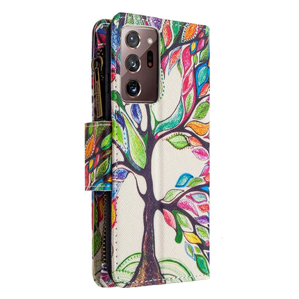 For Samsung Galaxy Note20 Ultra 5G Colored Drawing Pattern Zipper Horizontal Flip Leather Case with Holder & Card Slots & Wallet(Tree)-garmade.com