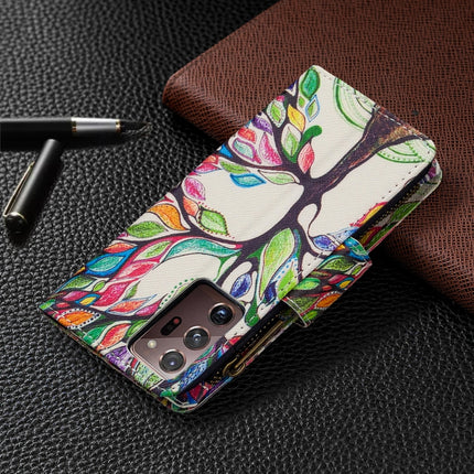 For Samsung Galaxy Note20 Ultra 5G Colored Drawing Pattern Zipper Horizontal Flip Leather Case with Holder & Card Slots & Wallet(Tree)-garmade.com