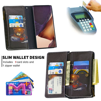 For Samsung Galaxy Note20 Ultra 5G Colored Drawing Pattern Zipper Horizontal Flip Leather Case with Holder & Card Slots & Wallet(Bear)-garmade.com