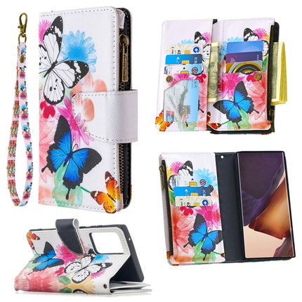 For Samsung Galaxy Note20 Ultra 5G Colored Drawing Pattern Zipper Horizontal Flip Leather Case with Holder & Card Slots & Wallet(Two Butterflies)-garmade.com