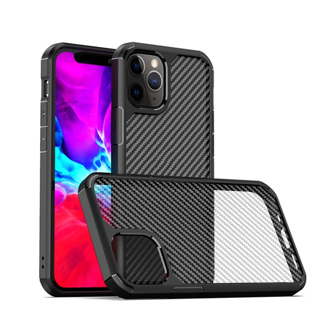 For iPhone 12 / 12 Pro iPAKY Pioneer Series Carbon Fiber Texture Shockproof TPU + PC Case(Black)-garmade.com