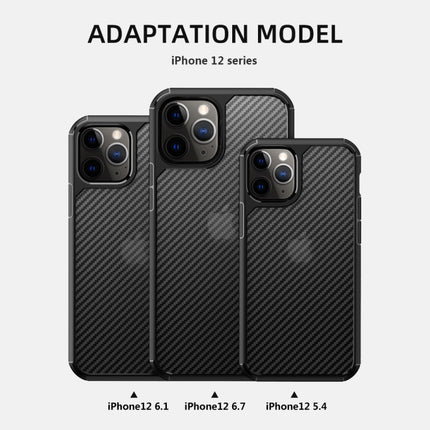 For iPhone 12 / 12 Pro iPAKY Pioneer Series Carbon Fiber Texture Shockproof TPU + PC Case(Black)-garmade.com