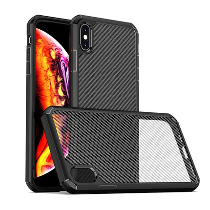 For iPhone XS / X iPAKY Pioneer Series Carbon Fiber Texture Shockproof TPU + PC Case(Black)-garmade.com