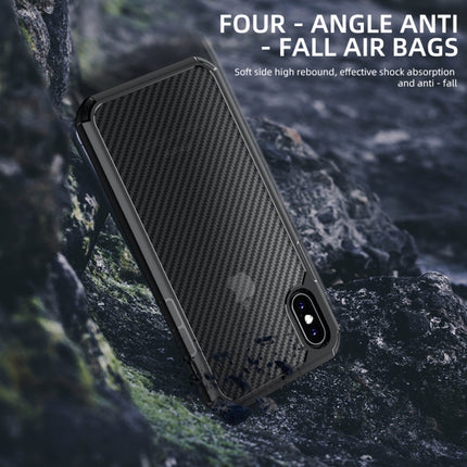 For iPhone XS / X iPAKY Pioneer Series Carbon Fiber Texture Shockproof TPU + PC Case(Black)-garmade.com