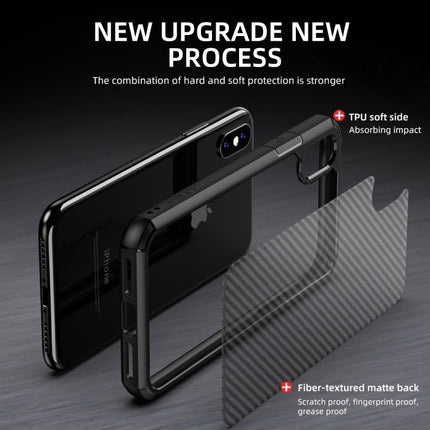 For iPhone XR iPAKY Pioneer Series Carbon Fiber Texture Shockproof TPU + PC Case(Black)-garmade.com