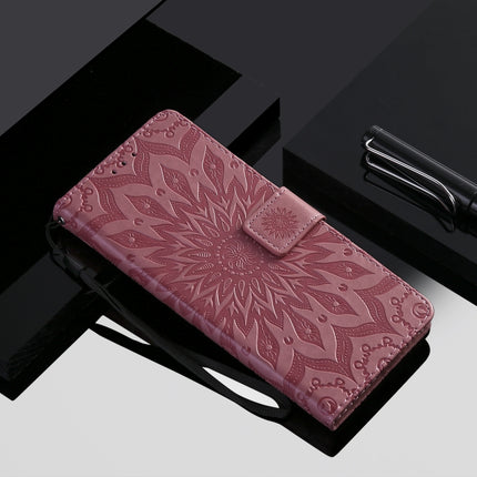 For Samsung Galaxy Note20 Embossed Sunflower Pattern Horizontal Flip PU Leather Case with Holder & Card Slots & Wallet & Lanyard(Pink)-garmade.com