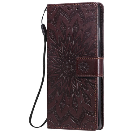 For Samsung Galaxy Note20 Embossed Sunflower Pattern Horizontal Flip PU Leather Case with Holder & Card Slots & Wallet & Lanyard(Brown)-garmade.com