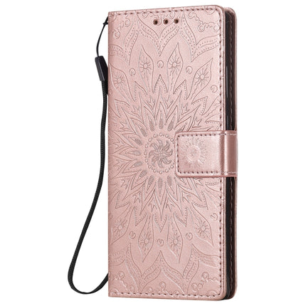 For Samsung Galaxy Note20 Embossed Sunflower Pattern Horizontal Flip PU Leather Case with Holder & Card Slots & Wallet & Lanyard(Rose Gold)-garmade.com