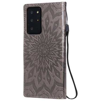 For Samsung Galaxy Note20 Ultra Embossed Sunflower Pattern Horizontal Flip PU Leather Case with Holder & Card Slots & Wallet & Lanyard(Grey)-garmade.com