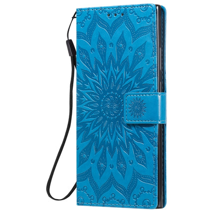 For Samsung Galaxy Note20 Ultra Embossed Sunflower Pattern Horizontal Flip PU Leather Case with Holder & Card Slots & Wallet & Lanyard(Blue)-garmade.com