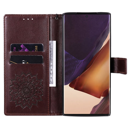 For Samsung Galaxy Note20 Ultra Embossed Sunflower Pattern Horizontal Flip PU Leather Case with Holder & Card Slots & Wallet & Lanyard(Brown)-garmade.com