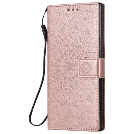 For Samsung Galaxy Note20 Ultra Embossed Sunflower Pattern Horizontal Flip PU Leather Case with Holder & Card Slots & Wallet & Lanyard(Rose Gold)-garmade.com