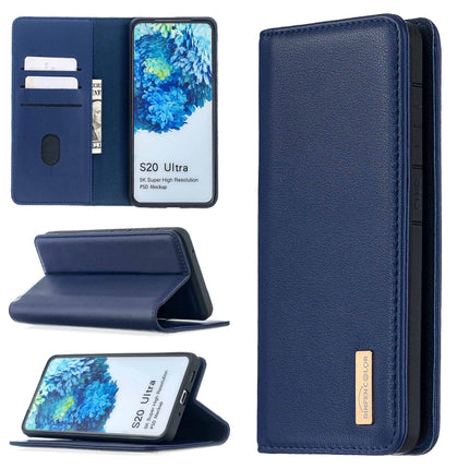 For Samsung Galaxy S20 Ultra 2 in 1 Detachable Magnetic Horizontal Flip Genuine Leather Case with Holder & Card Slots & Wallet(Blue)-garmade.com