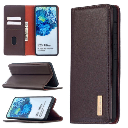 For Samsung Galaxy S20 Ultra 2 in 1 Detachable Magnetic Horizontal Flip Genuine Leather Case with Holder & Card Slots & Wallet(Dark Brown)-garmade.com