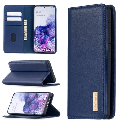 For Samsung Galaxy S20 2 in 1 Detachable Magnetic Horizontal Flip Genuine Leather Case with Holder & Card Slots & Wallet(Blue)-garmade.com