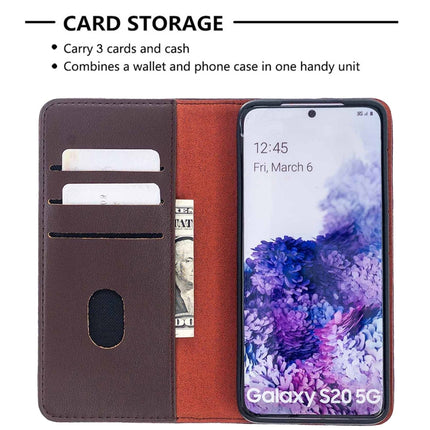 For Samsung Galaxy S20 2 in 1 Detachable Magnetic Horizontal Flip Genuine Leather Case with Holder & Card Slots & Wallet(Dark Brown)-garmade.com