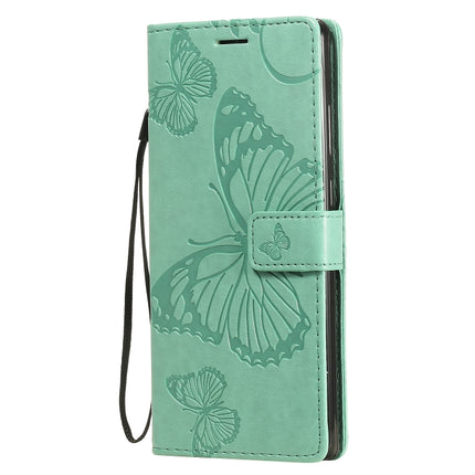 For Samsung Galaxy Note20 3D Butterflies Embossing Pattern Horizontal Flip Leather Case with Holder & Card Slot & Wallet(Green)-garmade.com