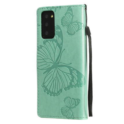 For Samsung Galaxy Note20 3D Butterflies Embossing Pattern Horizontal Flip Leather Case with Holder & Card Slot & Wallet(Green)-garmade.com