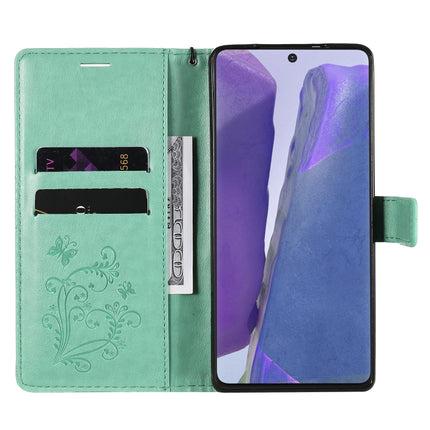 For Samsung Galaxy Note20 3D Butterflies Embossing Pattern Horizontal Flip Leather Case with Holder & Card Slot & Wallet(Green)-garmade.com