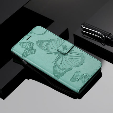For Samsung Galaxy Note20 3D Butterflies Embossing Pattern Horizontal Flip Leather Case with Holder & Card Slot & Wallet(Green)-garmade.com