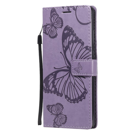 For Samsung Galaxy Note20 3D Butterflies Embossing Pattern Horizontal Flip Leather Case with Holder & Card Slot & Wallet(Purple)-garmade.com