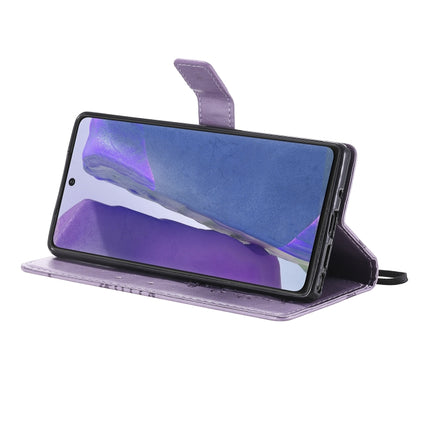 For Samsung Galaxy Note20 3D Butterflies Embossing Pattern Horizontal Flip Leather Case with Holder & Card Slot & Wallet(Purple)-garmade.com