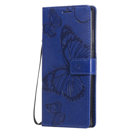 For Samsung Galaxy Note20 3D Butterflies Embossing Pattern Horizontal Flip Leather Case with Holder & Card Slot & Wallet(Blue)-garmade.com