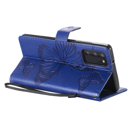 For Samsung Galaxy Note20 3D Butterflies Embossing Pattern Horizontal Flip Leather Case with Holder & Card Slot & Wallet(Blue)-garmade.com