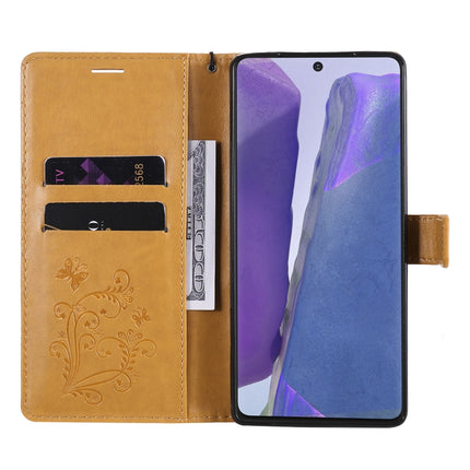 For Samsung Galaxy Note20 3D Butterflies Embossing Pattern Horizontal Flip Leather Case with Holder & Card Slot & Wallet(Yellow)-garmade.com