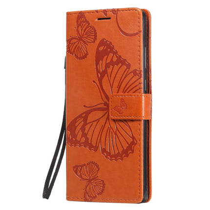 For Samsung Galaxy Note20 3D Butterflies Embossing Pattern Horizontal Flip Leather Case with Holder & Card Slot & Wallet(Orange)-garmade.com