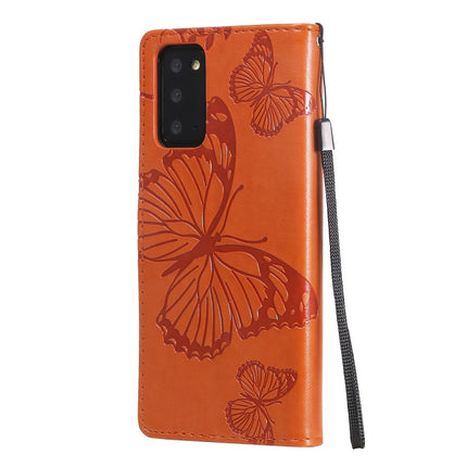 For Samsung Galaxy Note20 3D Butterflies Embossing Pattern Horizontal Flip Leather Case with Holder & Card Slot & Wallet(Orange)-garmade.com