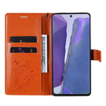 For Samsung Galaxy Note20 3D Butterflies Embossing Pattern Horizontal Flip Leather Case with Holder & Card Slot & Wallet(Orange)-garmade.com