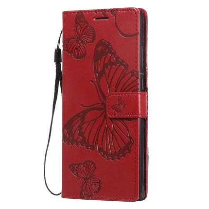 For Samsung Galaxy Note20 3D Butterflies Embossing Pattern Horizontal Flip Leather Case with Holder & Card Slot & Wallet(Red)-garmade.com