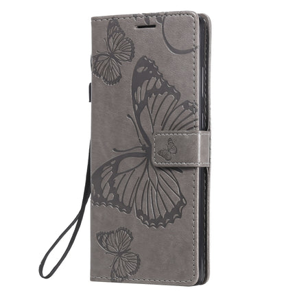 For Samsung Galaxy Note20 3D Butterflies Embossing Pattern Horizontal Flip Leather Case with Holder & Card Slot & Wallet(Grey)-garmade.com