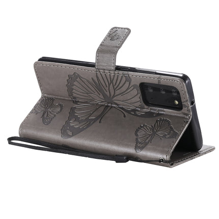 For Samsung Galaxy Note20 3D Butterflies Embossing Pattern Horizontal Flip Leather Case with Holder & Card Slot & Wallet(Grey)-garmade.com