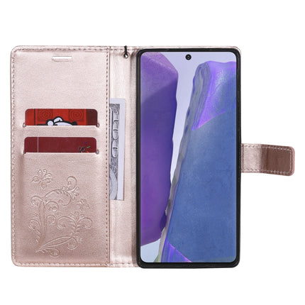For Samsung Galaxy Note20 3D Butterflies Embossing Pattern Horizontal Flip Leather Case with Holder & Card Slot & Wallet(Rose Gold)-garmade.com