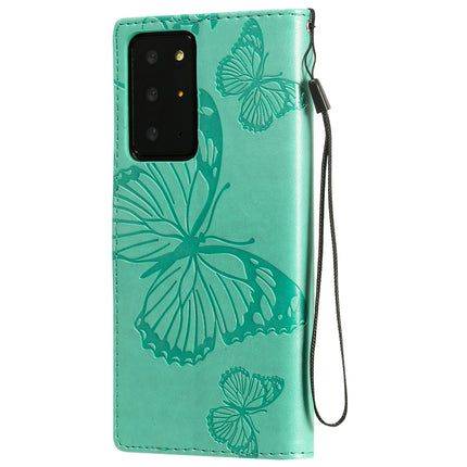 For Samsung Galaxy Note20 Ultra 3D Butterflies Embossing Pattern Horizontal Flip Leather Case with Holder & Card Slot & Wallet(Green)-garmade.com