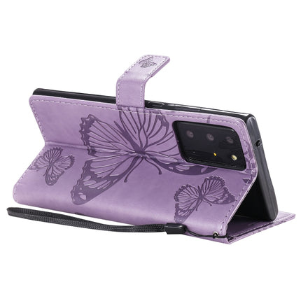 For Samsung Galaxy Note20 Ultra 3D Butterflies Embossing Pattern Horizontal Flip Leather Case with Holder & Card Slot & Wallet(Purple)-garmade.com