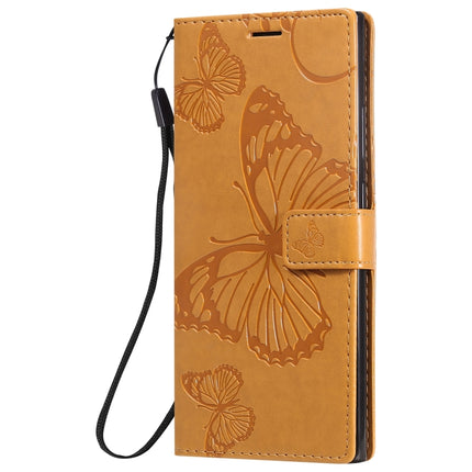 For Samsung Galaxy Note20 Ultra 3D Butterflies Embossing Pattern Horizontal Flip Leather Case with Holder & Card Slot & Wallet(Yellow)-garmade.com