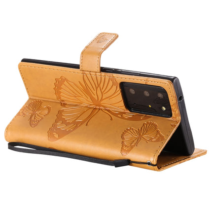 For Samsung Galaxy Note20 Ultra 3D Butterflies Embossing Pattern Horizontal Flip Leather Case with Holder & Card Slot & Wallet(Yellow)-garmade.com