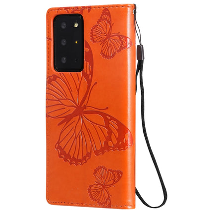 For Samsung Galaxy Note20 Ultra 3D Butterflies Embossing Pattern Horizontal Flip Leather Case with Holder & Card Slot & Wallet(Orange)-garmade.com