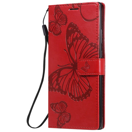 For Samsung Galaxy Note20 Ultra 3D Butterflies Embossing Pattern Horizontal Flip Leather Case with Holder & Card Slot & Wallet(Red)-garmade.com