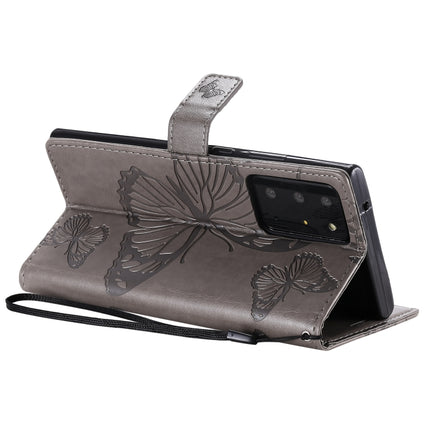 For Samsung Galaxy Note20 Ultra 3D Butterflies Embossing Pattern Horizontal Flip Leather Case with Holder & Card Slot & Wallet(Grey)-garmade.com