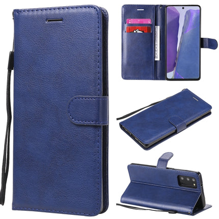For Samsung Galaxy Note20 Solid Color Horizontal Flip PU Leather Case with Holder & Card Slots & Wallet & Lanyard(Blue)-garmade.com