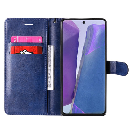 For Samsung Galaxy Note20 Solid Color Horizontal Flip PU Leather Case with Holder & Card Slots & Wallet & Lanyard(Blue)-garmade.com